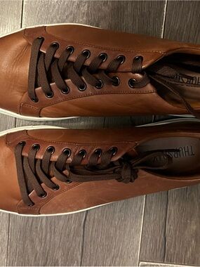 Thursday Boot Company Brown Leather Low-Top Sneakers with White Sole